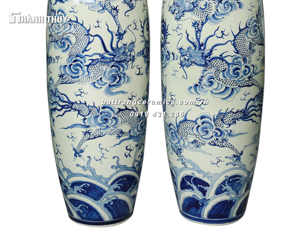 Lọ Lộc Bình Ngũ Long Chầu Nguyệt 140cm Trang Trí Phong Thủy