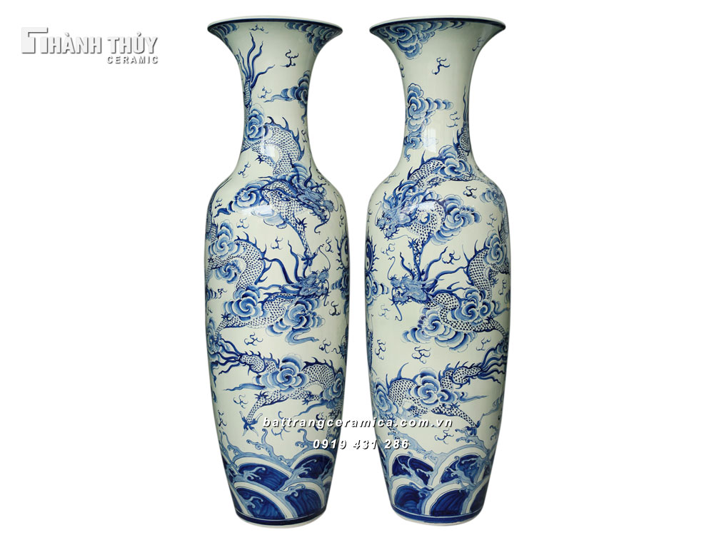 Lọ Lộc Bình Ngũ Long Chầu Nguyệt 140cm Trang Trí Phong Thủy 