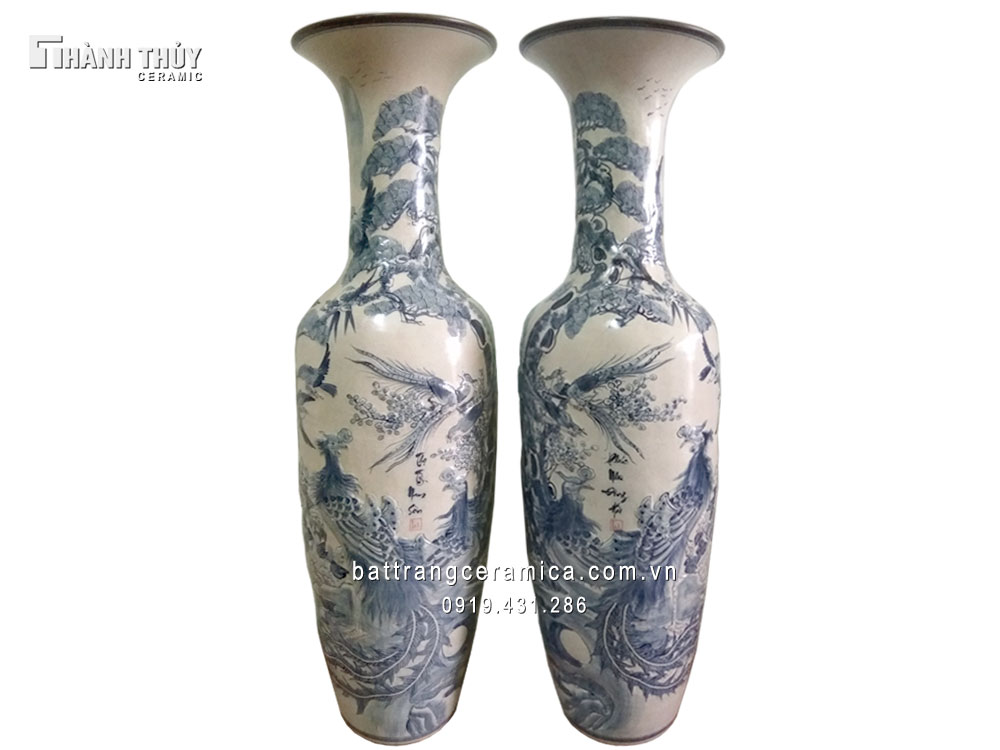 Lục bình Bách điểu chầu hoàng Bát Tràng 1,4m quà tặng độc đáo