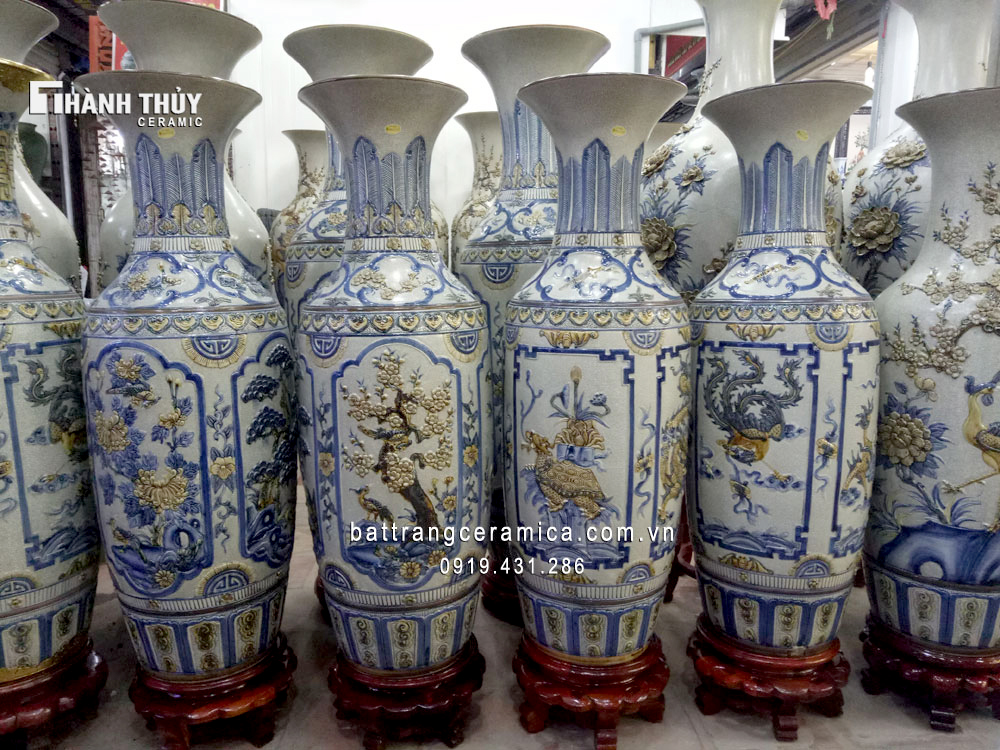 Lộc bình Bát Tràng Tứ Linh rạn nổi 12m sang trọng uy quyền