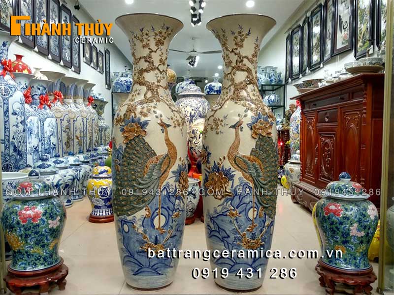 Lọ lộc bình Công Đào cao cấp 1m4 Bát Tràng vượng khí may mắn