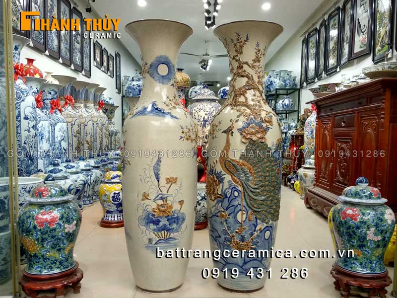 Lọ lộc bình Công Đào cao cấp 1m4 Bát Tràng vượng khí may mắn
