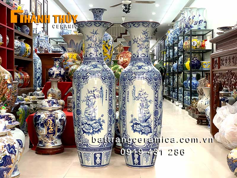 Lọ lộc bình tứ quý gốm Bát Tràng sang trọng cao 1m2 quà tặng ý nghĩa