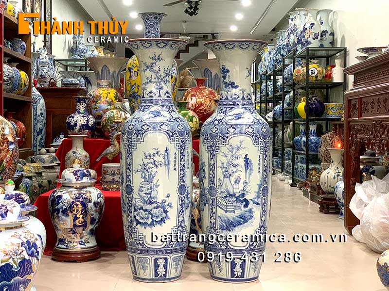 Lọ lộc bình tứ quý gốm Bát Tràng sang trọng cao 1m2 quà tặng ý nghĩa