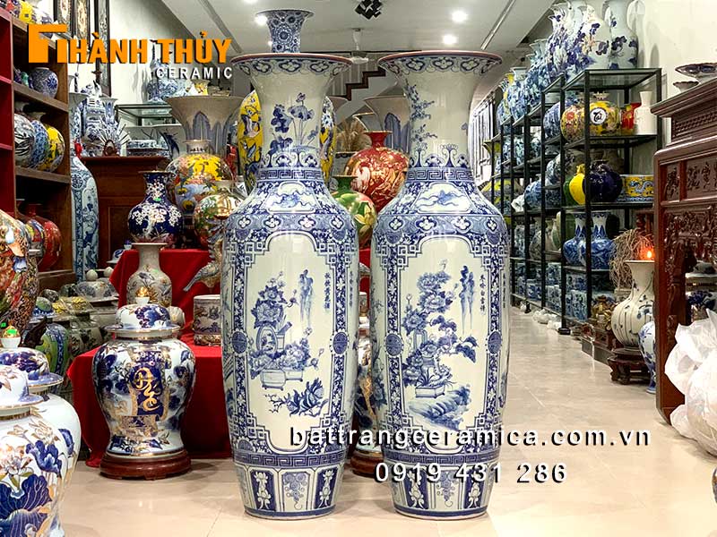 Lọ lộc bình tứ quý gốm Bát Tràng sang trọng cao 1m2 quà tặng ý nghĩa
