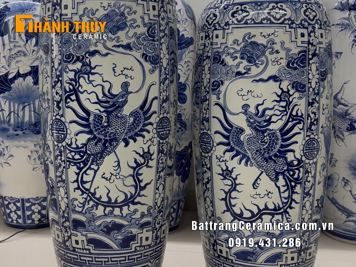 Lộc bình Bát Tràng Tứ Linh 1m4 Sang trọng Phong thủy Trang trí