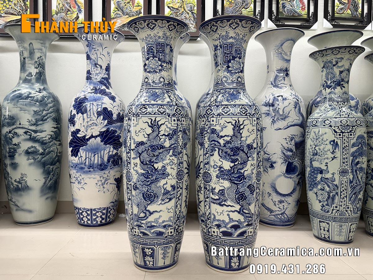 Lộc bình Bát Tràng Tứ Linh 1m4 Sang trọng Phong thủy Trang trí 