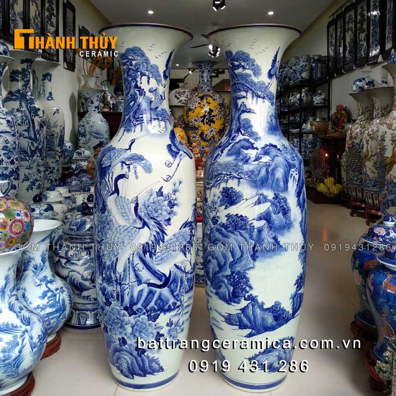 Lọ lục bình Bát Tràng tùng hạc trường thọ quà tặng sang trọng