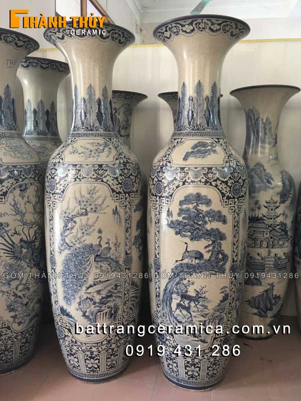 Lục bình Bát Tràng tứ quý men rạn 2m trang trí phong thủy đẹp