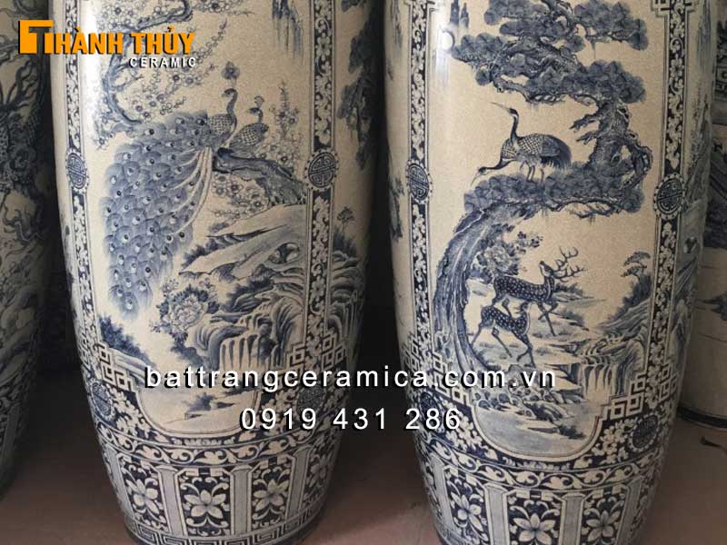 Lục bình Bát Tràng tứ quý men rạn 2m trang trí phong thủy đẹp