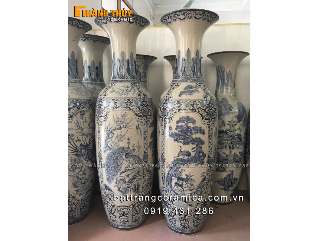 Lục bình Bát Tràng tứ quý men rạn 2m trang trí phong thủy đẹp 