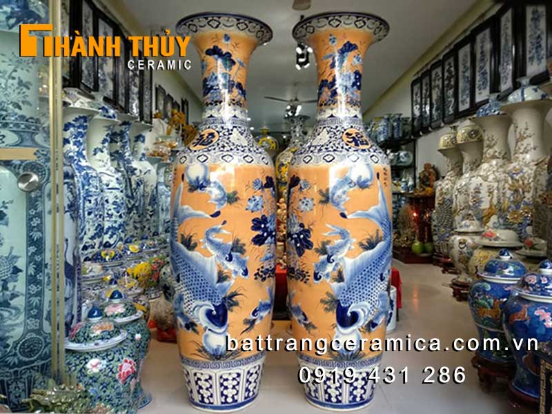 Lộc bình sứ giả gỗ 1m4 trang trí phòng khách đẹp cao cấp 