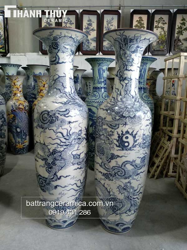 Lọ lộc bình Rồng men rạn 1m4 cao cấp phong thủy đẳng cấp