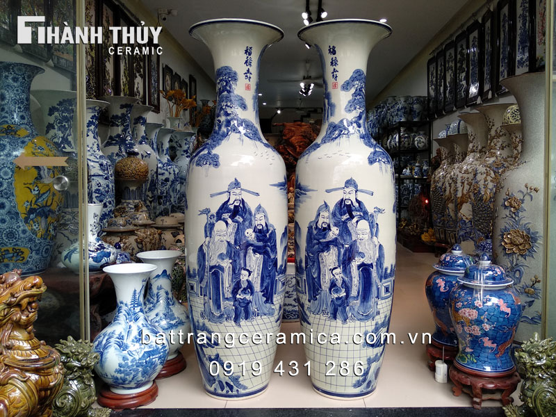 Lục bình sứ Phúc Lộc Thọ 1m4 Quà tặng may mắn tài lộc 