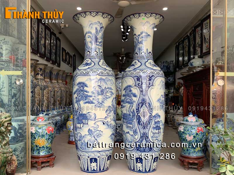 Lộc bình sứ Bát Tràng 1m6 vẽ tay 100% phong thủy may mắn