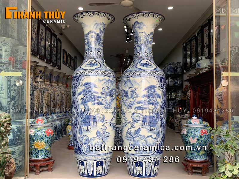 Lộc bình sứ Bát Tràng 1m6 vẽ tay 100% phong thủy may mắn 