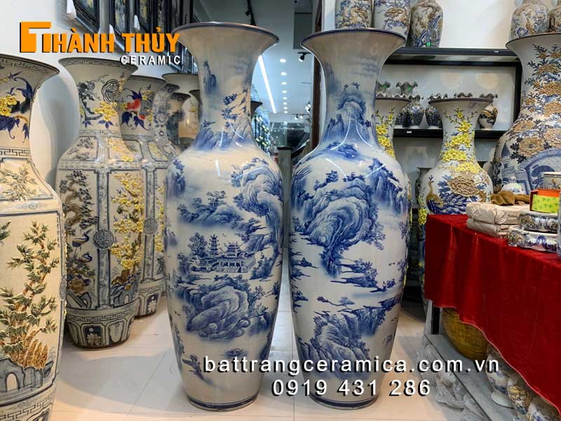 Lục bình sơn thủy bụng béo 1m4 men rạn xanh giá tốt chuẩn