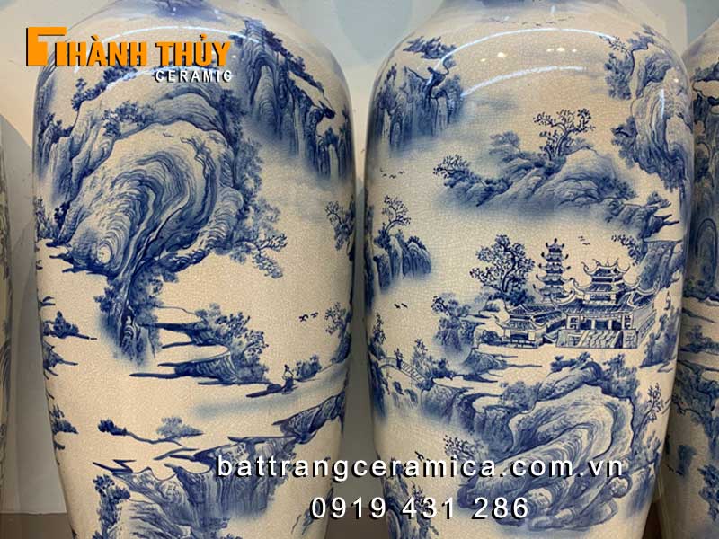 Lục bình sơn thủy bụng béo 1m4 men rạn xanh giá tốt chuẩn