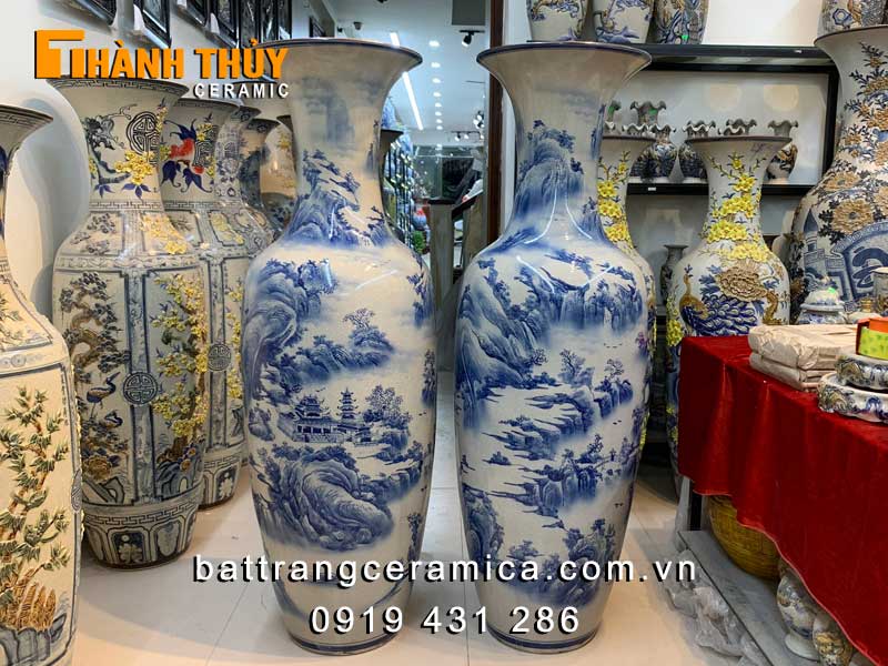 Lục bình sơn thủy bụng béo 1m4 men rạn xanh giá tốt chuẩn 