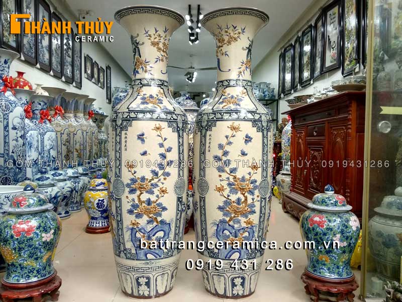 Lục bình sứ tứ quý men rạn 1m4 sang trọng phù hợp mệnh