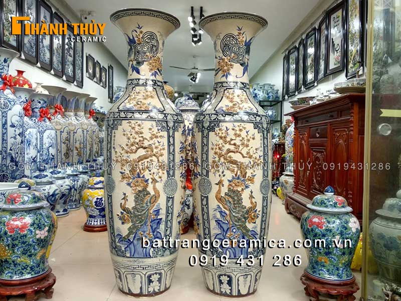 Lục bình sứ tứ quý men rạn 1m4 sang trọng phù hợp mệnh