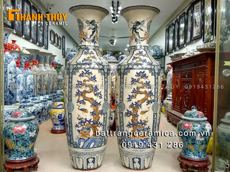 Lục bình sứ tứ quý men rạn 1m4 sang trọng phù hợp mệnh 