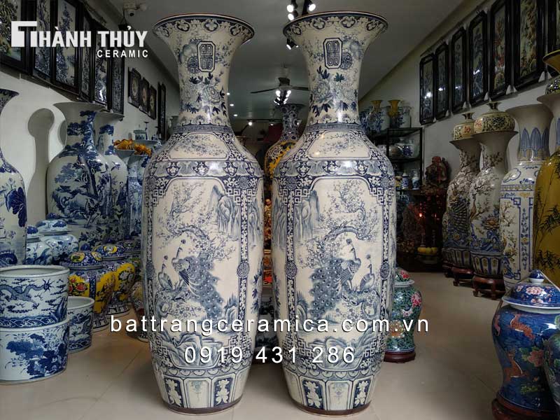 Lộc bình tứ cảnh men rạn bụng béo 1m85 quà tặng phong thủy may mắn