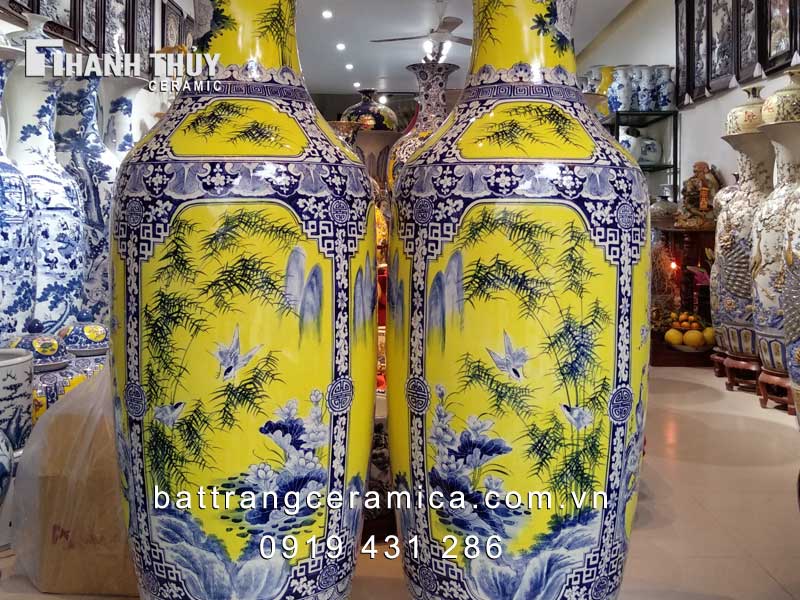 Lộc bình men vàng tứ cảnh 1m85 sang trọng cao cấp làm đẹp