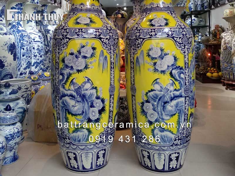 Lộc bình men vàng tứ cảnh 1m85 sang trọng cao cấp làm đẹp