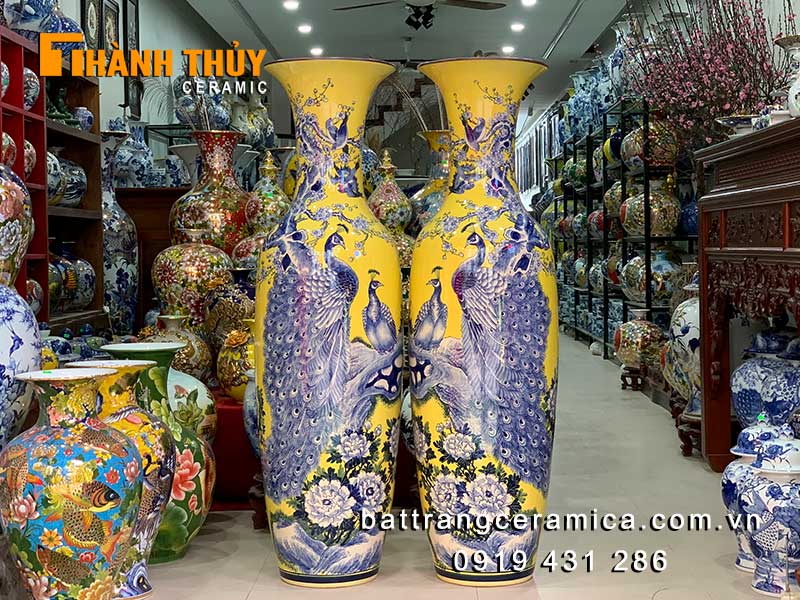 Lọ lục bình 1m4 nền vàng công danh phú quý cao cấp sang trọng