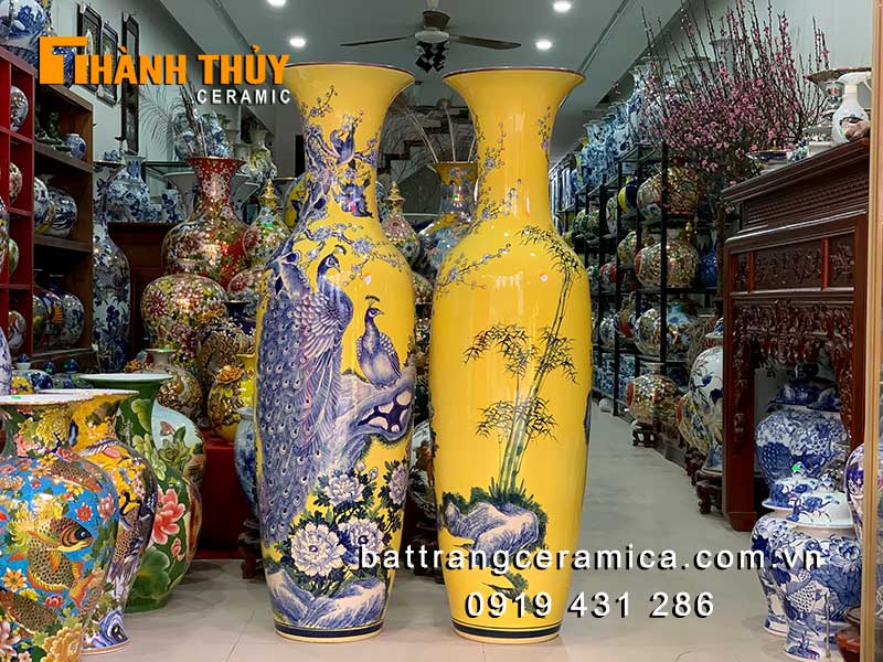 Lọ lục bình 1m4 nền vàng công danh phú quý cao cấp sang trọng