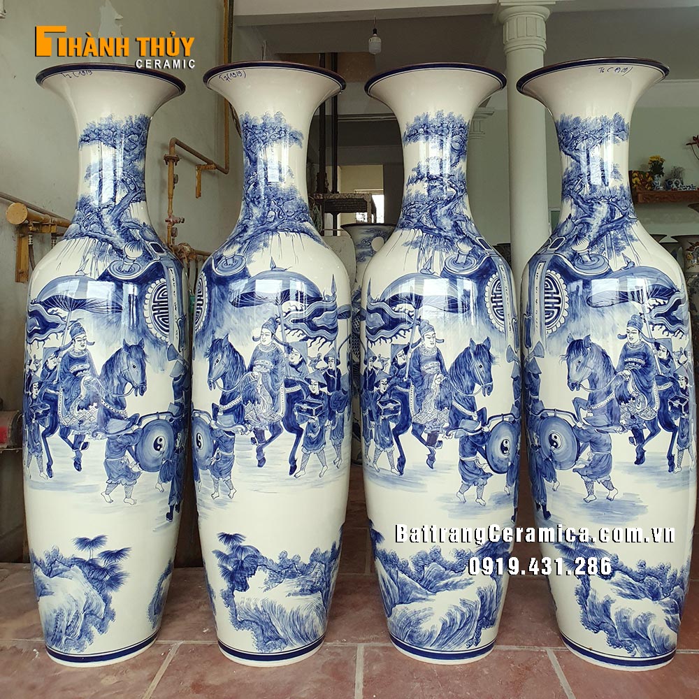Lộc bình vinh quy bái tổ men Lam 1m6 trang trí quà tặng ý nghĩa