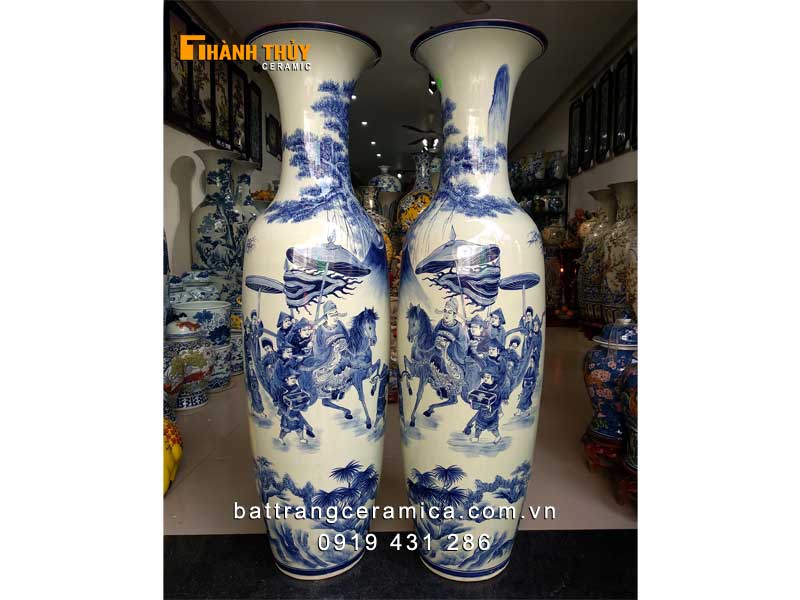 Lộc bình vinh quy bái tổ men Lam 1m6 trang trí quà tặng ý nghĩa 