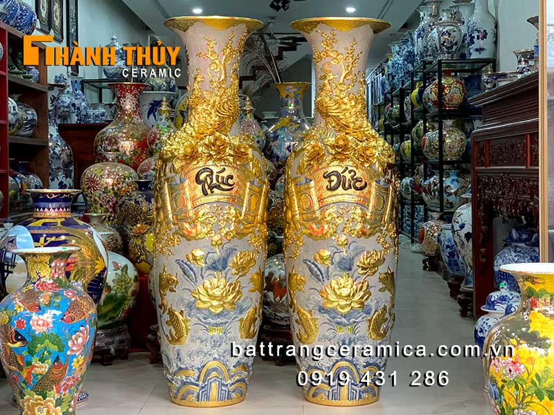 Lục bình dát vàng Phúc Đức sang trọng cao cấp tỉ mỉ quà tặng