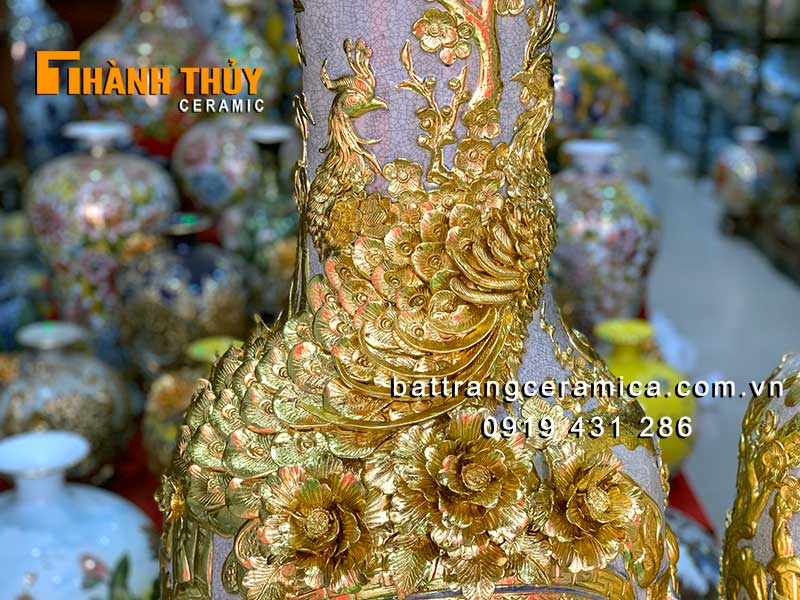Lục bình dát vàng Phúc Đức sang trọng cao cấp tỉ mỉ quà tặng