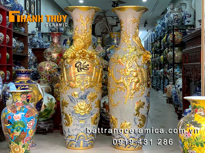 Lục bình dát vàng Phúc Đức sang trọng cao cấp tỉ mỉ quà tặng