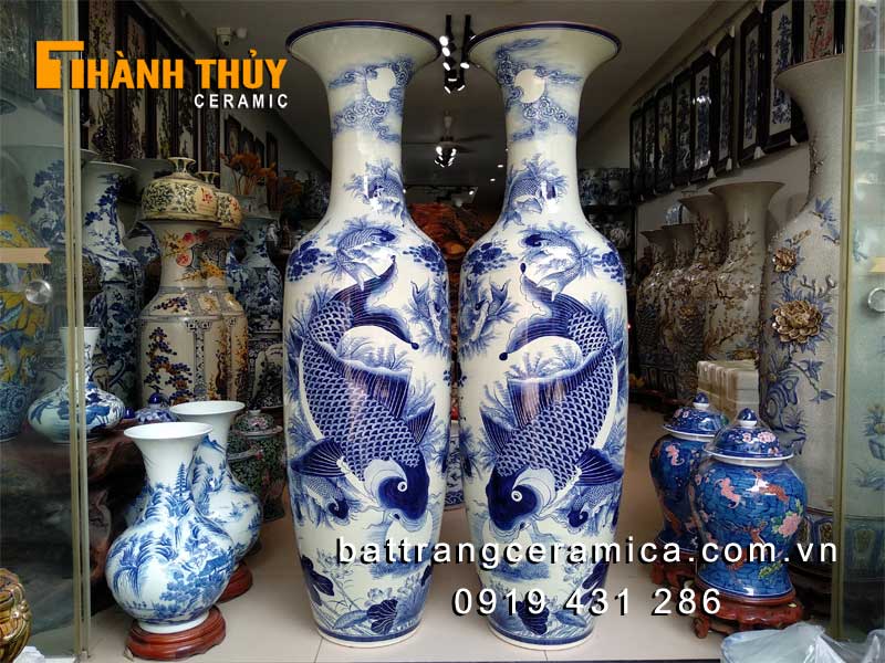 Lộc bình Lý ngư vọng nguyệt 1m4 đẳng cấp trang trí phong thủy