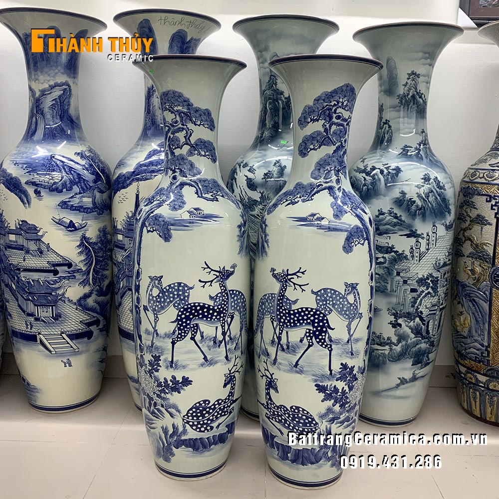 Lọ lộc bình 140cm tranh tùng bền bỉ trường thọ phong thủy