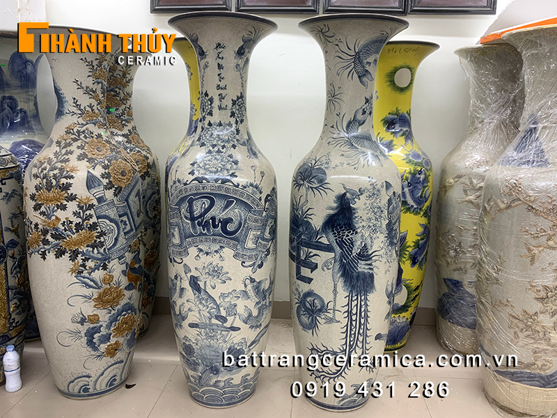 Lọ lục bình Phúc Đức men rạn cổ 1m4 quà tặng sang trọng phát tài