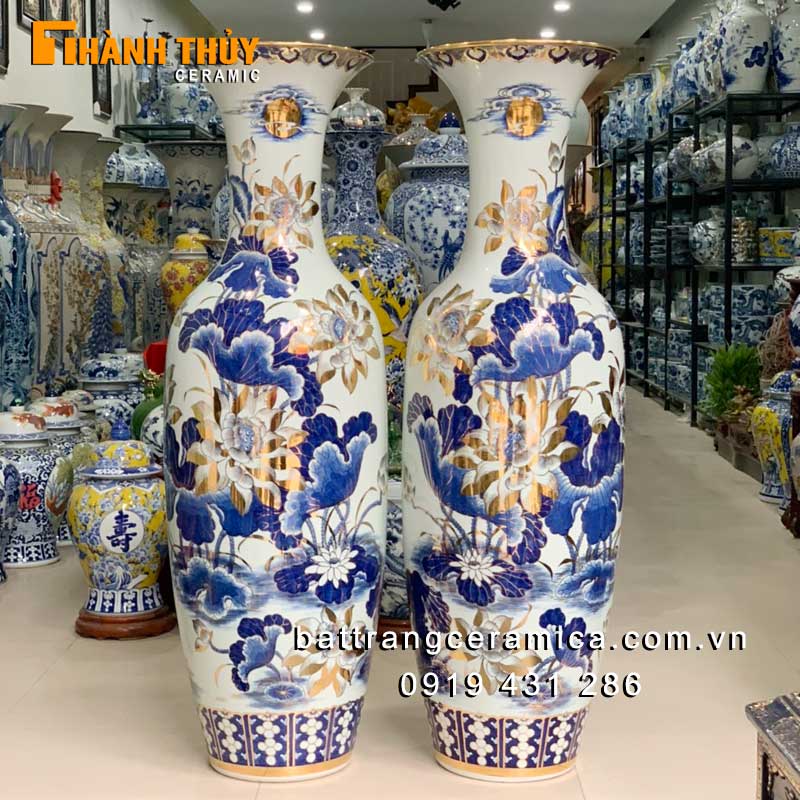 Lộc bình Sen vàng 24k cao 1m4 sang trọng phong thủy đẳng cấp