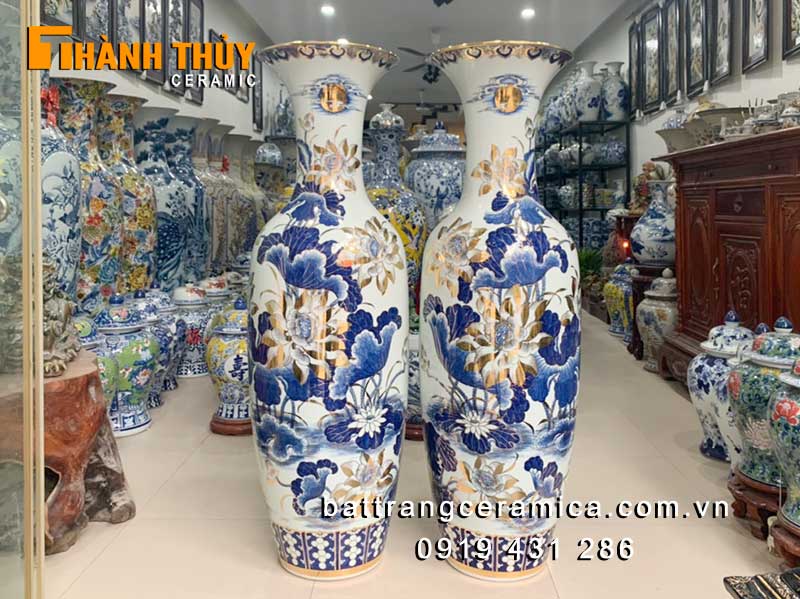 Lộc bình Sen vàng 24k cao 1m4 sang trọng phong thủy đẳng cấp 