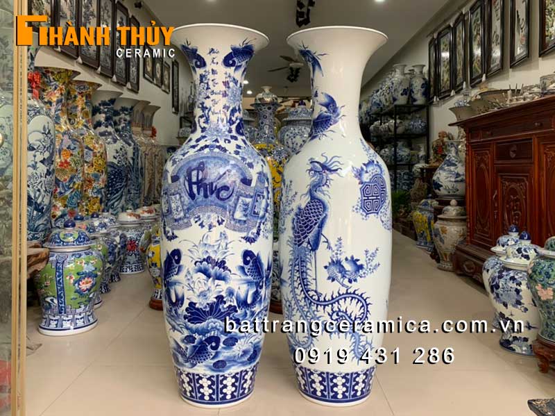 Lộc bình phúc đức men Khử 1m38 cao cấp sang trọng Bát Tràng
