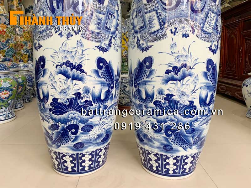 Lộc bình phúc đức men Khử 1m38 cao cấp sang trọng Bát Tràng