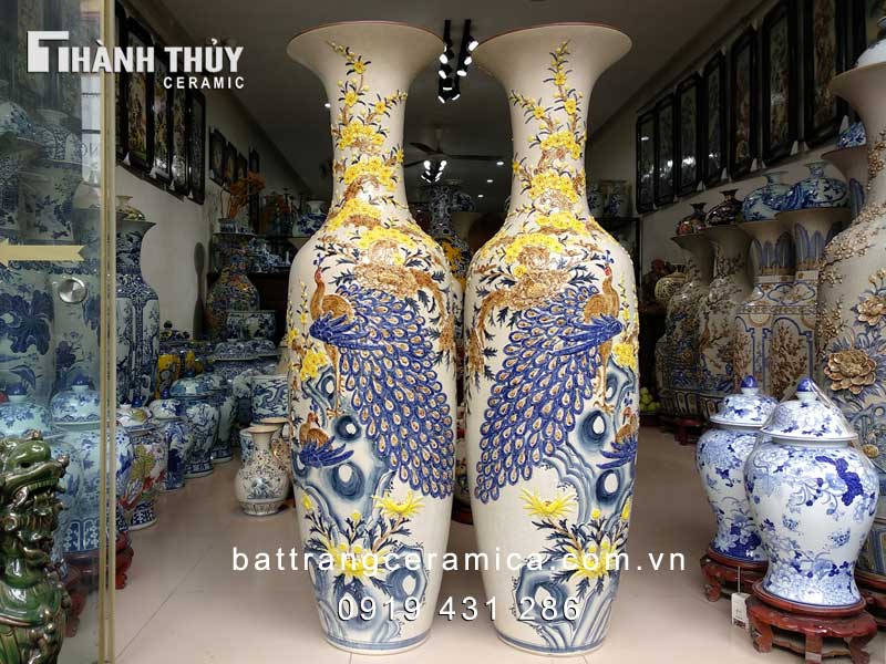 Lộc bình Công Đào đắp nổi 1m4 phong thủy đẹp giá tốt mua nhanh 