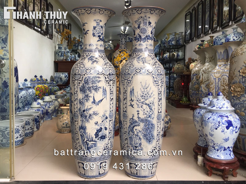 Lộc bình tứ cảnh men rạn kỹ 1m6 Lộc bình Bát Tràng tranh tứ quý ý nghĩa
