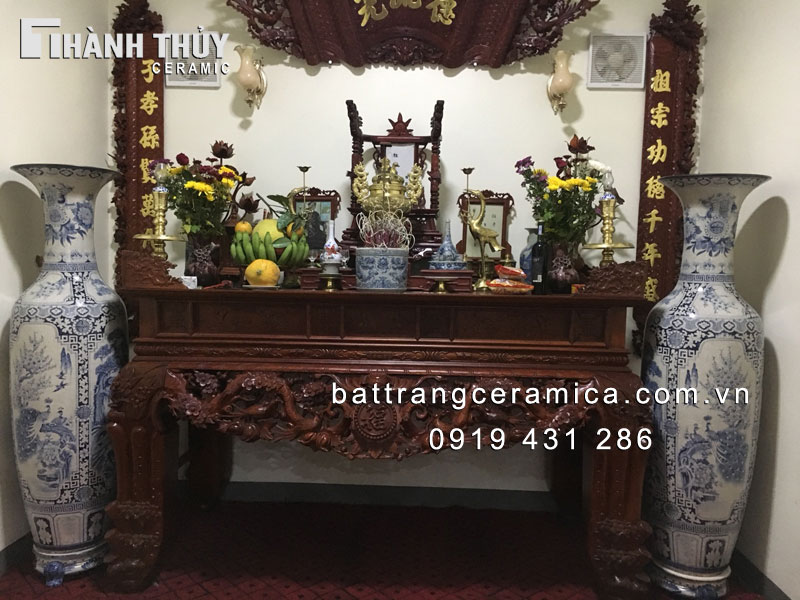 Lộc bình tứ cảnh men rạn kỹ 1m6 Lộc bình Bát Tràng tranh tứ quý ý nghĩa