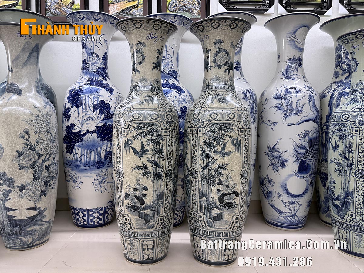 Lộc bình tứ quý men rạn kỹ 1m4 sang trọng, phong thủy vượng phát