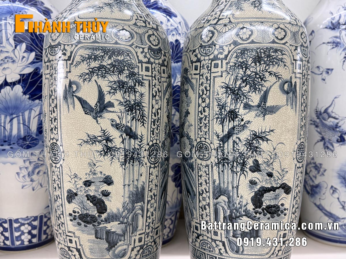 Lộc bình tứ quý men rạn kỹ 1m4 sang trọng, phong thủy vượng phát