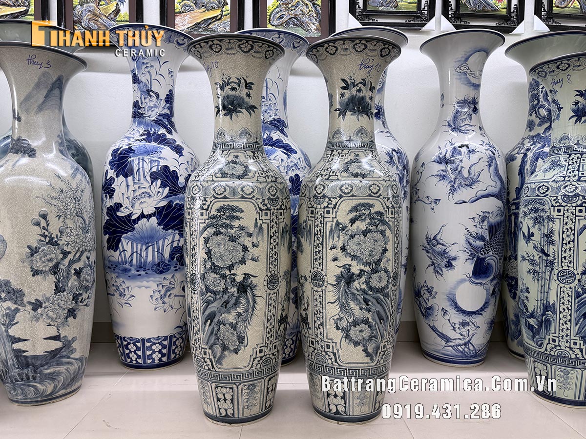 Lộc bình tứ quý men rạn kỹ 1m4 sang trọng, phong thủy vượng phát