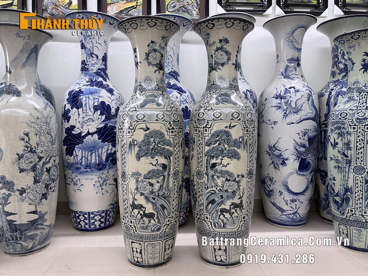 Lộc bình tứ quý men rạn kỹ 1m4 sang trọng, phong thủy vượng phát